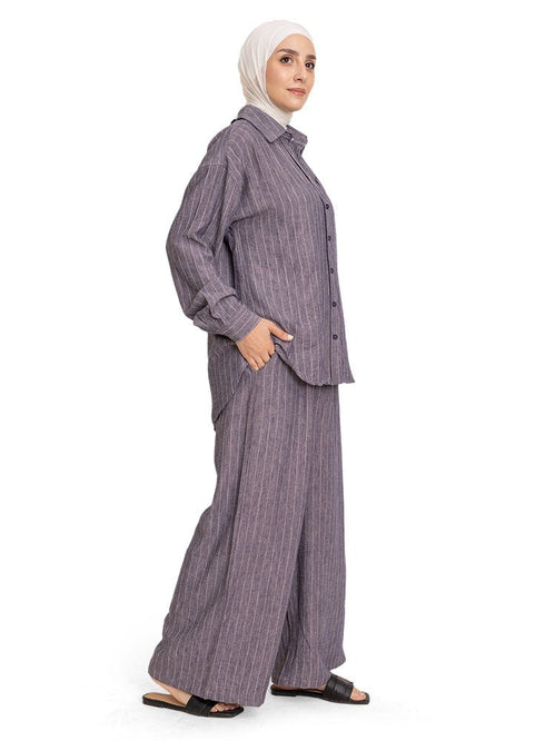 Indigo Striped linen Suit - Khotwh